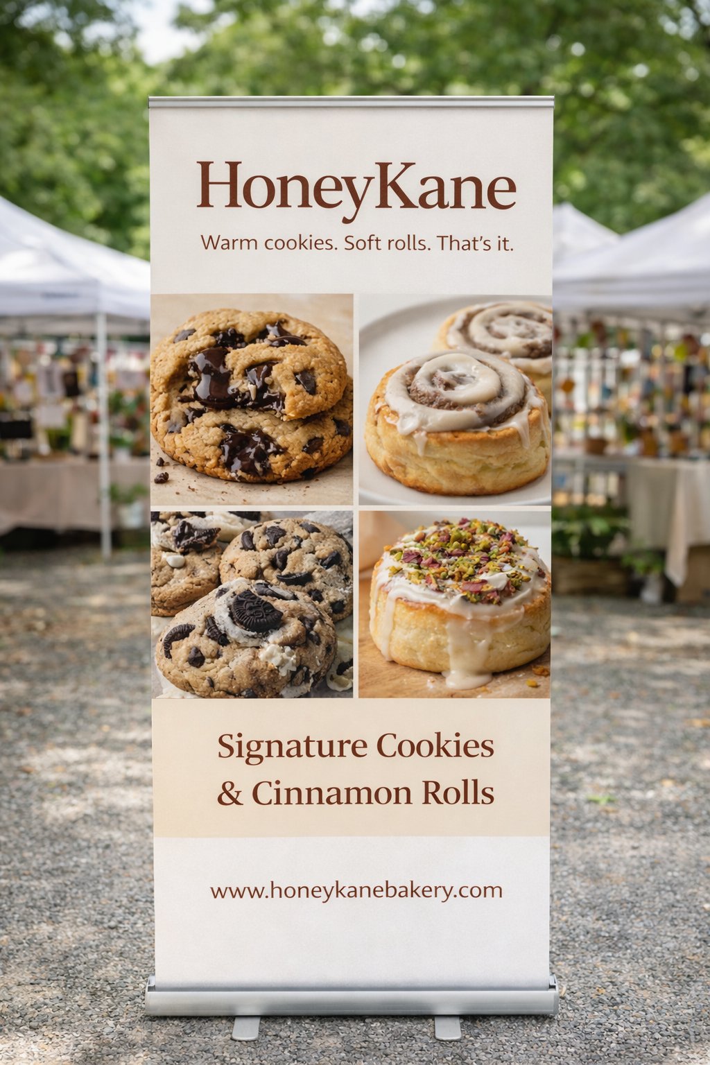 HoneyKane banner at the farmer's market